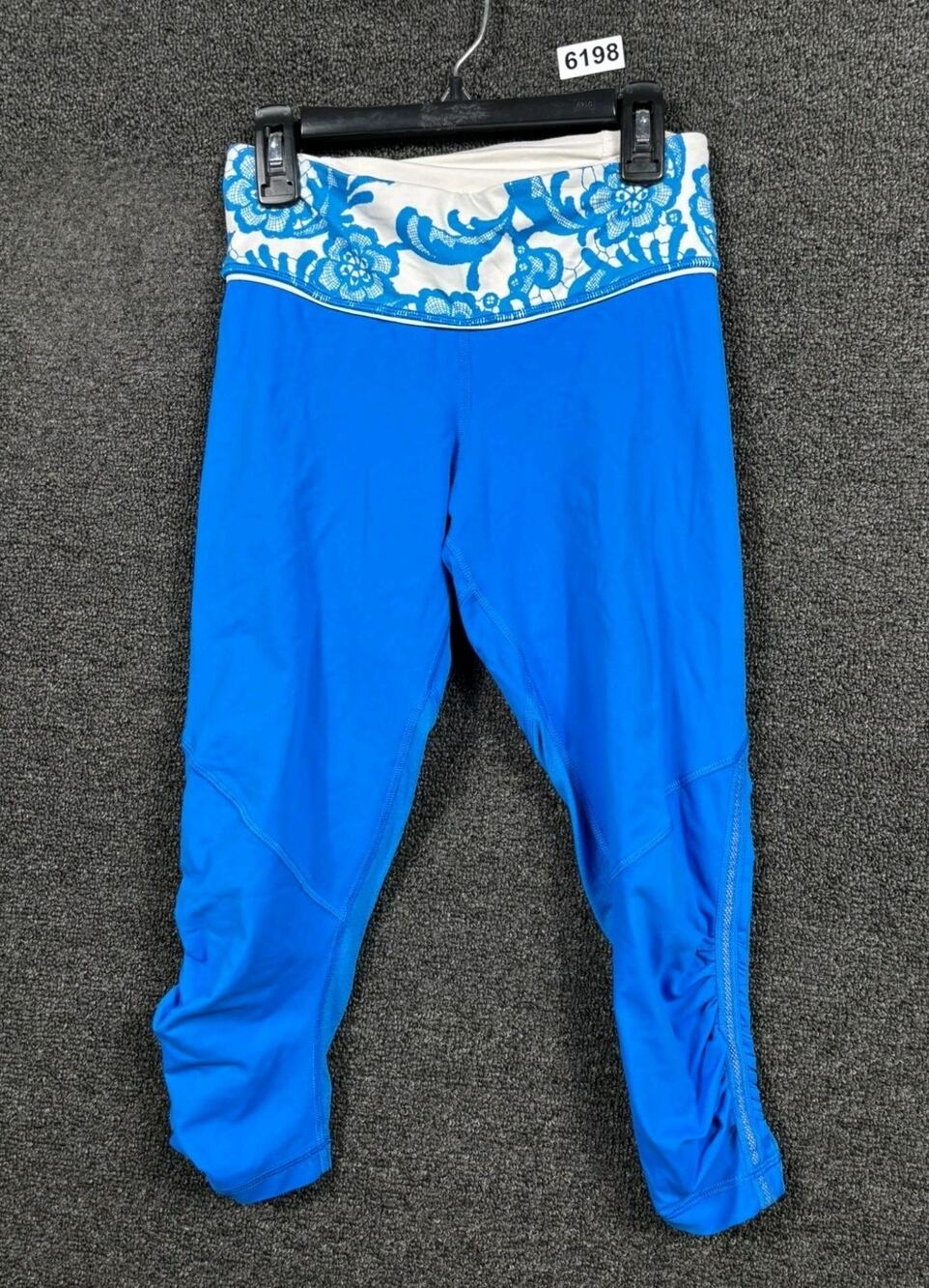 Lululemon Run For Your Life Cropped Leggings Womens Sz 4 Blue White Athleisure